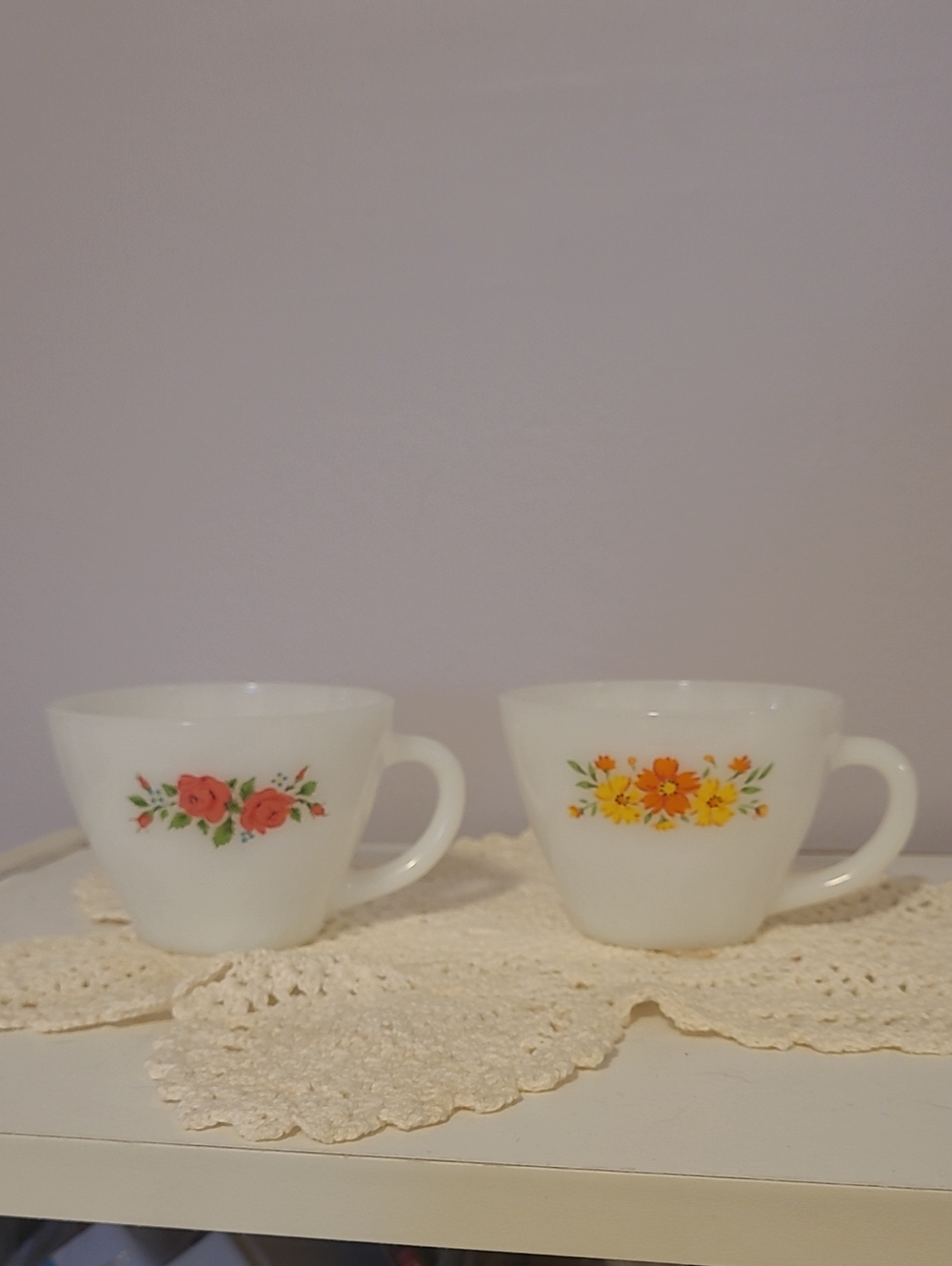 Vintage Fire King Anchor Hocking Tea Cups Milk Glass Set Of 2